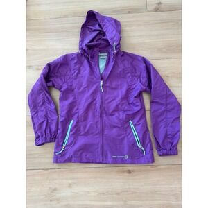 Free Country Womens Purple Hooded Windbreaker Jacket Ripstop Mesh Lined Large